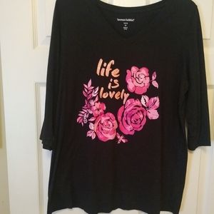 Black floral tee shirt